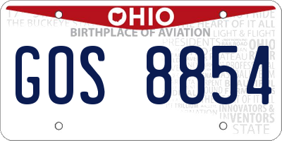 OH license plate GOS8854