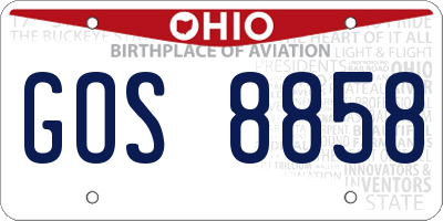 OH license plate GOS8858