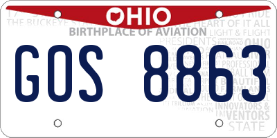 OH license plate GOS8863