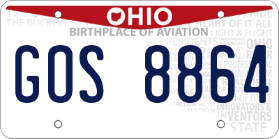 OH license plate GOS8864