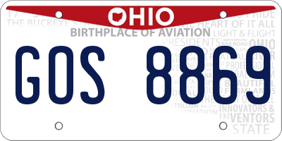 OH license plate GOS8869