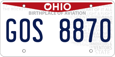 OH license plate GOS8870