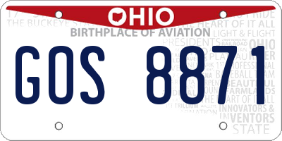 OH license plate GOS8871