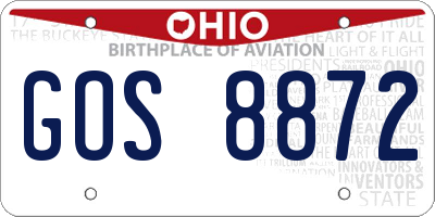 OH license plate GOS8872