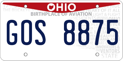 OH license plate GOS8875