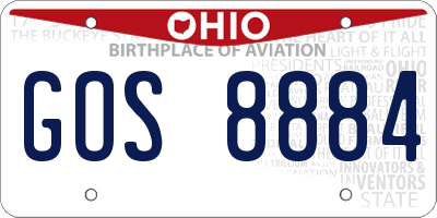 OH license plate GOS8884