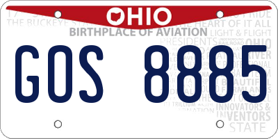 OH license plate GOS8885