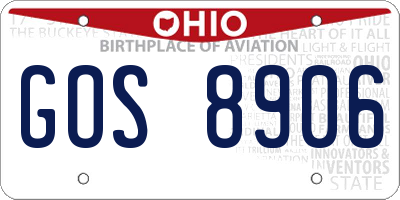 OH license plate GOS8906