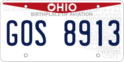 OH license plate GOS8913