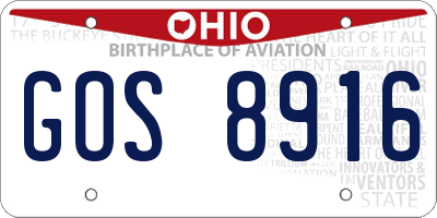 OH license plate GOS8916