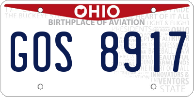 OH license plate GOS8917