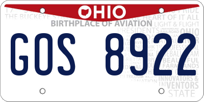 OH license plate GOS8922