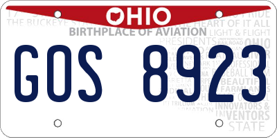 OH license plate GOS8923