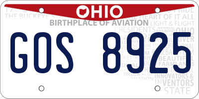 OH license plate GOS8925