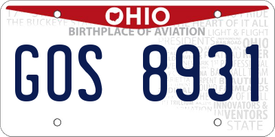 OH license plate GOS8931