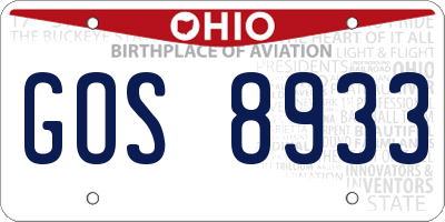OH license plate GOS8933