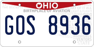 OH license plate GOS8936