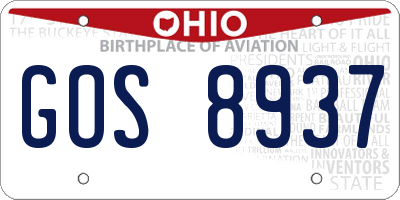 OH license plate GOS8937