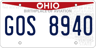 OH license plate GOS8940