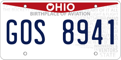 OH license plate GOS8941