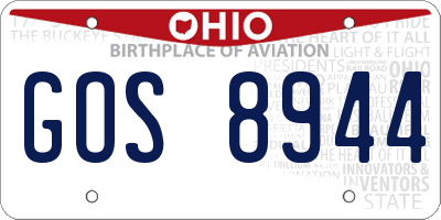 OH license plate GOS8944