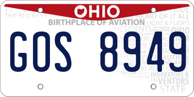 OH license plate GOS8949