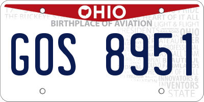 OH license plate GOS8951