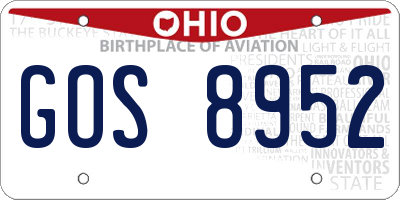 OH license plate GOS8952