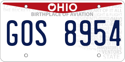 OH license plate GOS8954