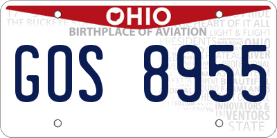 OH license plate GOS8955