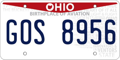 OH license plate GOS8956