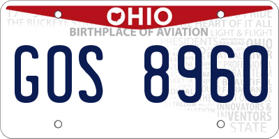 OH license plate GOS8960