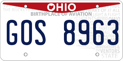 OH license plate GOS8963
