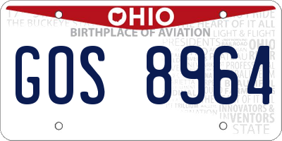 OH license plate GOS8964