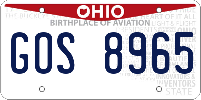 OH license plate GOS8965