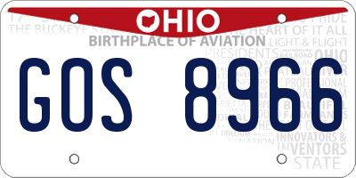 OH license plate GOS8966