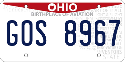 OH license plate GOS8967
