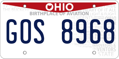 OH license plate GOS8968