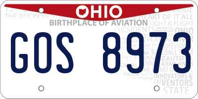 OH license plate GOS8973