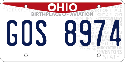 OH license plate GOS8974
