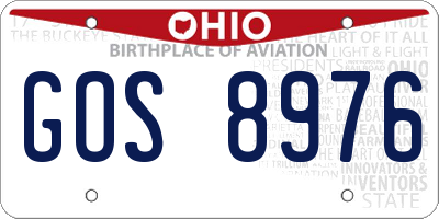OH license plate GOS8976