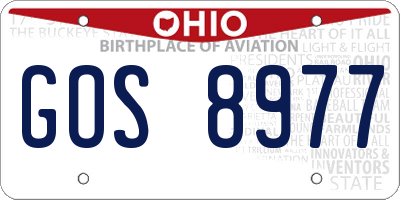 OH license plate GOS8977
