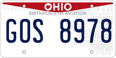 OH license plate GOS8978