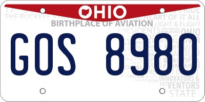 OH license plate GOS8980