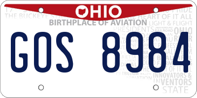 OH license plate GOS8984