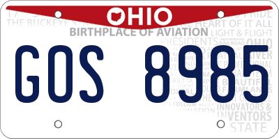 OH license plate GOS8985