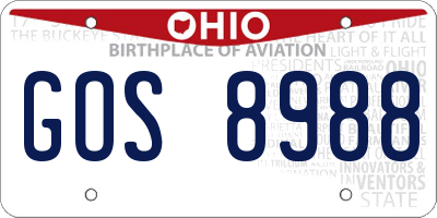 OH license plate GOS8988