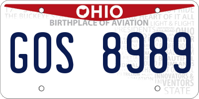 OH license plate GOS8989
