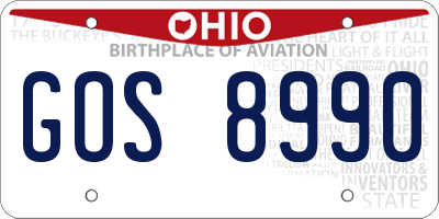 OH license plate GOS8990