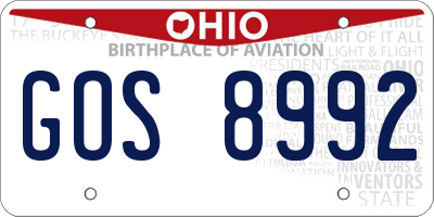 OH license plate GOS8992